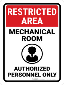 Restricted Area: Mechanical Room with Icon Portrait - Wall Sign