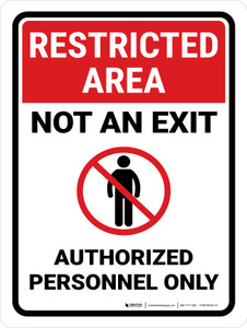 Restricted Area: Not An Exit with Icon Portrait - Wall Sign