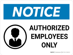 Notice: Authorized Employees Only Landscape - Wall Sign