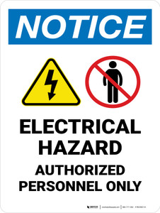Notice: Electrical Hazard Portrait - Wall Sign