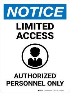 Notice: Limited Access Authorized Personnel Only Portrait - Wall Sign