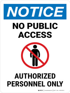 Notice: No Public Access Portrait - Wall Sign Notice: No Public Access Portrait - Wall Sign
