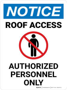 Notice: Roof Access Portrait - Wall Sign