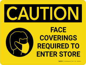 Caution: Face Coverings Required To Enter Store Landscape - Wall Sign
