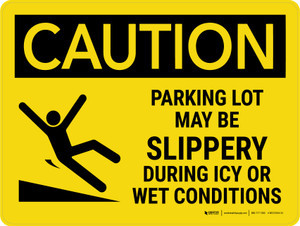 Caution: Parking Lot May Be Slippery Landscape - Wall Sign
