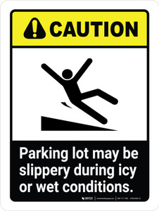 Caution: ANSI Parking Lot May Be Slippery Portrait - Wall Sign