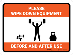 Please Wipe Down Equipment Before and After Use Landscape - Wall Sign