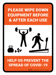 Please Wipe Down Equipment Help Us Portrait - Wall Sign