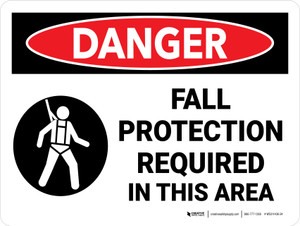 Danger: Fall Protection Required In This Area Landscape - Wall Sign