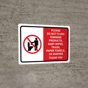 Please Do Not Flush Feminine Products Landscape - Wall Sign Please Do Not Flush Feminine Products Landscape - Wall Sign