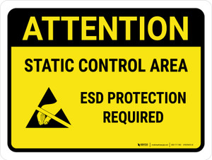 Attention: Static Control Area ESD Protection Required Landscape - Wall Sign Attention: Static Control Area ESD Protection Required Landscape - Wall Sign