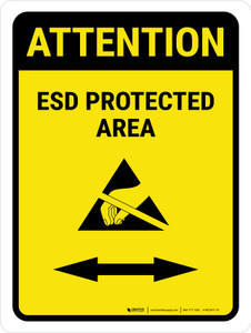 Attention: ESD Protected Area Bidirectional Arrow Portrait - Wall Sign