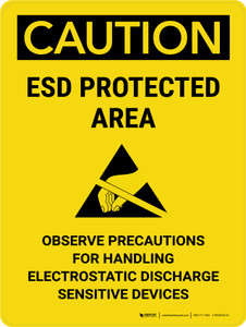 Caution: ESD Protected Area Portrait - Wall Sign