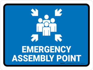 Emergency Assembly Point Blue Landscape - Wall Sign