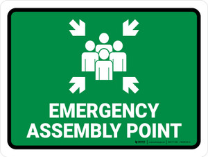 Emergency Assembly Point Green Landscape - Wall Sign