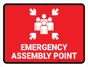 Emergency Assembly Point RED Landscape - Wall Sign