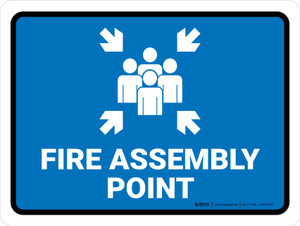 Fire Assembly Point Blue Landscape - Wall Sign
