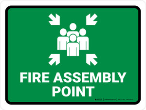 Fire Assembly Point Green Landscape - Wall Sign