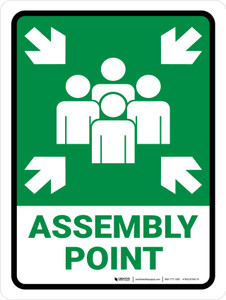 Assembly Point Green Portrait - Wall Sign