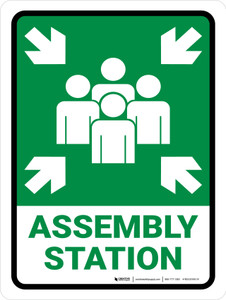 Assembly Station Green Portrait - Wall Sign