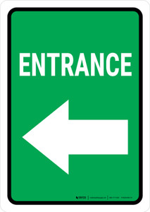 Entrance Left Arrow Green Portrait - Wall Sign