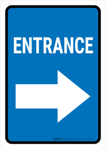 Entrance Right Arrow Blue Portrait - Wall Sign