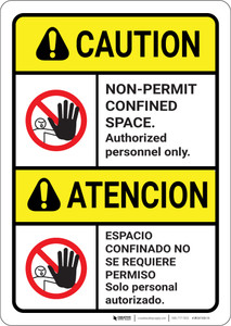 Danger: Non Permit Confined Space ANSI Bilingual Spanish - Wall Sign