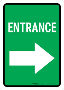 Entrance Right Arrow Green Portrait - Wall Sign