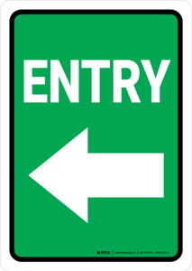 Entry Left Arrow Green Portrait - Wall Sign