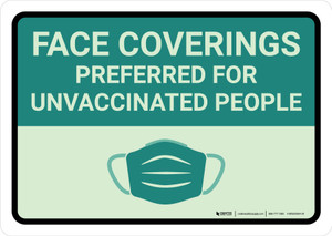 Face Coverings Preferred For Unvaccinated People Landscape - Wall Sign