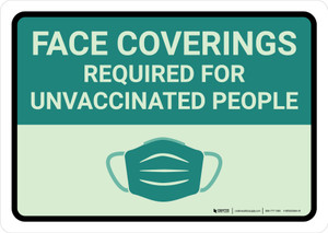 Face Coverings Required For Unvaccinated People Landscape - Wall Sign