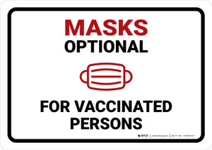 Mask Optional For Vaccinated Persons Landscape - Wall Sign