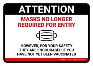 Masks No Longer Required For Entry Landscape - Wall Sign