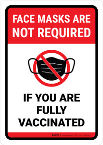 Face Masks Are Not Required If You Are Fully Vaccinated Portrait - Wall Sign
