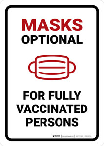 Mask Optional For Fully Vaccinated Persons Portrait - Wall Sign