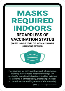 Mask Required Indoors Portrait - Wall Sign