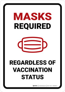 Mask Required Regardless Of Vaccination Status Portrait - Wall Sign