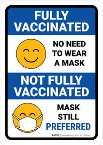 Not Fully Vaccinated Mask Still Preferred Portrait - Wall Sign