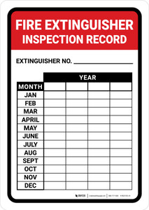 Fire Extinguisher Inspection Record V2 Portrait - Wall Sign