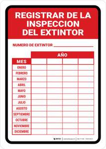 Fire Extinguisher Inspection Record V1 Spanish Portrait - Wall Sign