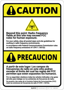 Caution: Radio Frequency Fields May Exceed FCC Rules Bilingual Spanish - Wall Sign