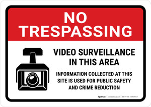 No Trespassing: Video Surveillance in This Area Landscape - Wall Sign