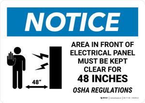 Notice: Area Must Be Kept Clear For 48 Inches Landscape - Wall Sign