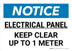 Notice: Electrical Panel Keep Clear Up To 1 Meter Landscape - Wall Sign