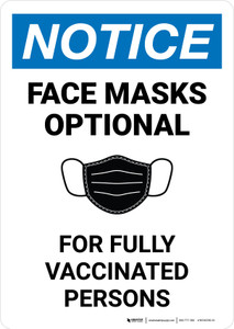 Notice: Face Masks Optional For Portrait - Wall Sign