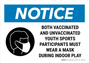 Notice: Both Vaccinated and Unvaccinated Youth Participants Must Wear a Mask Landscape - Wall Sign