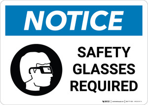Notice: Safety Glasses Required with Icon Landscape - Wall Sign