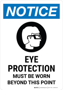 Notice: Eye Protection Must Be Worn Beyond This Point with Icon Portrait - Wall Sign