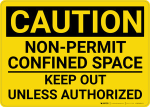 Caution: Non Permit Confined Space Keep Out Unless Authorized - Wall Sign