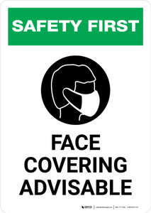 Safety First: Face Covering Advisable with Icon Portrait - Wall Sign